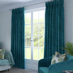 Load image into Gallery viewer, Matt Blue Teal Velvet Curtains