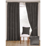 Load image into Gallery viewer, McAlister Textiles Charcoal Grey Crushed Velvet Curtains Tailored Curtains 116cm(w) x 182cm(d) (46" x 72")