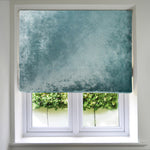 Load image into Gallery viewer, McAlister Textiles Duck Egg Blue Crushed Velvet Roman Blind Roman Blinds Standard Lining 130cm x 200cm