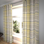 Load image into Gallery viewer, McAlister Textiles Heritage Yellow + Grey Tartan Curtains Tailored Curtains 116cm(w) x 182cm(d) (46" x 72")