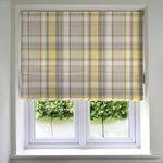 Load image into Gallery viewer, McAlister Textiles Heritage Yellow + Grey Tartan Roman Blind Roman Blinds Standard Lining 130cm x 200cm