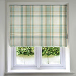Load image into Gallery viewer, McAlister Textiles Heritage Duck Egg Blue Tartan Roman Blind Roman Blinds Standard Lining 130cm x 200cm