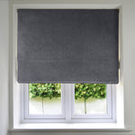 Load image into Gallery viewer, McAlister Textiles Matt Charcoal Grey Velvet Roman Blind Roman Blinds Standard Lining 130cm x 200cm Charcoal Grey