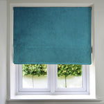 Load image into Gallery viewer, McAlister Textiles Matt Blue Teal Velvet Roman Blind Roman Blinds Standard Lining 130cm x 200cm Teal