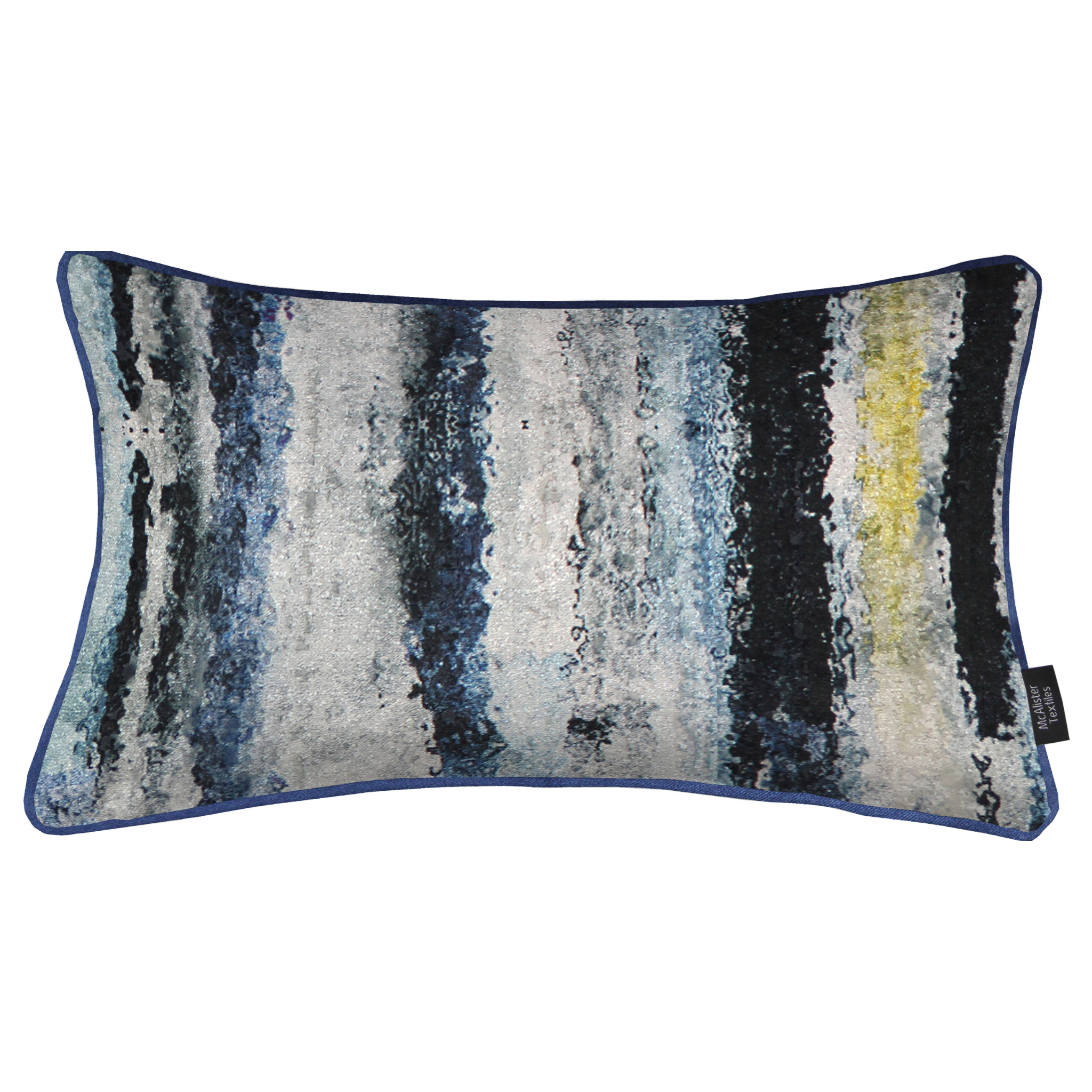 Aura Navy Blue Printed Velvet Pillow