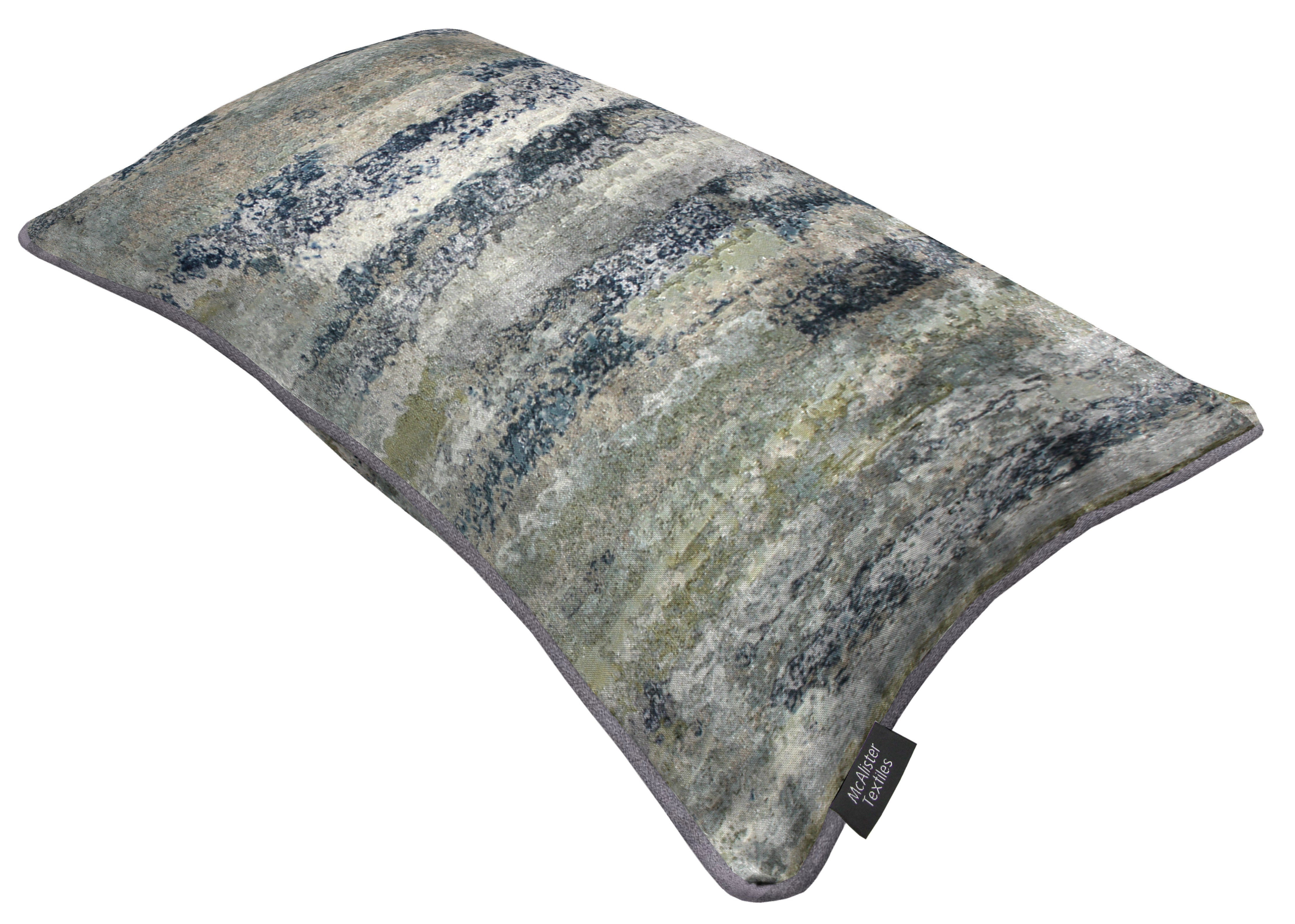Aura Grey Natural Printed Velvet Pillow