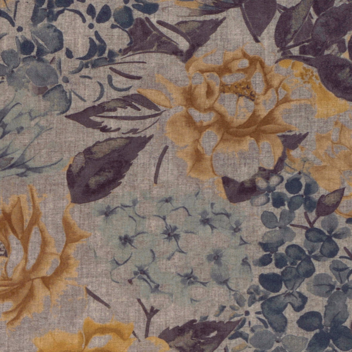 Blooma Blue, Grey and Ochre Floral Cushion