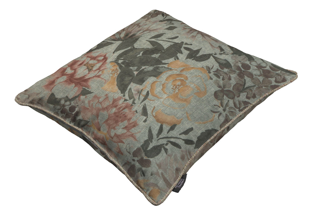 Blooma Green, Pink and Ochre Floral Cushion