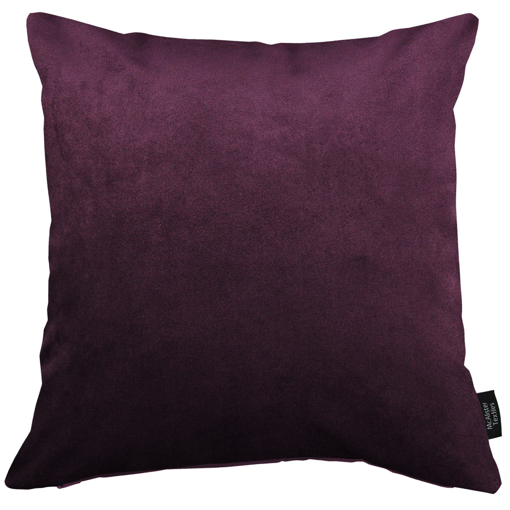 Matt  Aubergine Purple Velvet Modern Look Plain Cushion