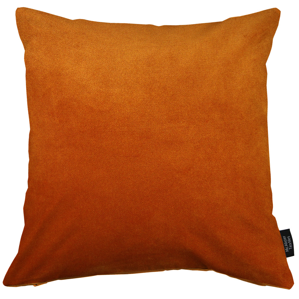 Matt Burnt Orange Velvet Modern Look Plain Cushion