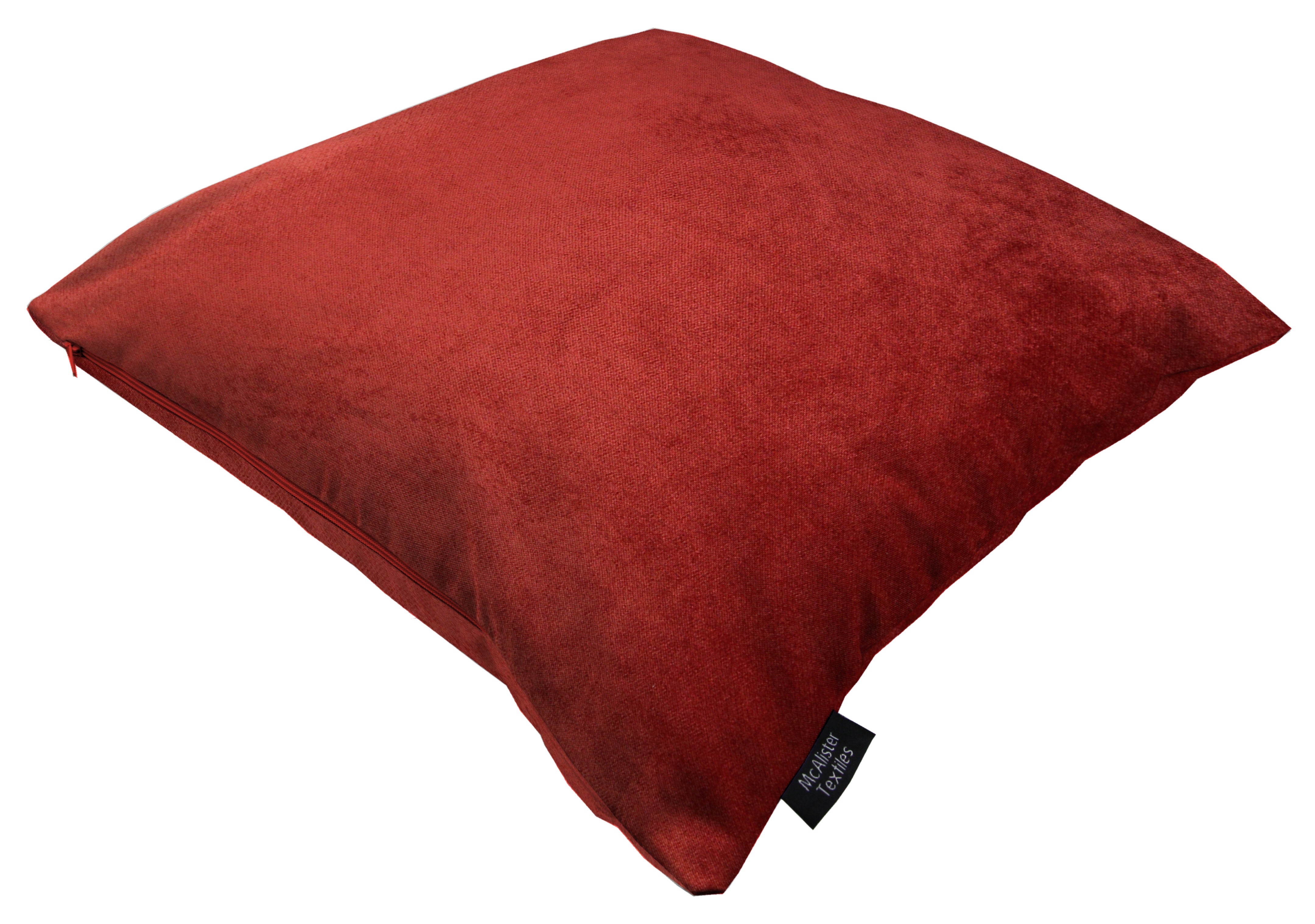 Matt Rust Red Velvet Modern Look Plain Cushion