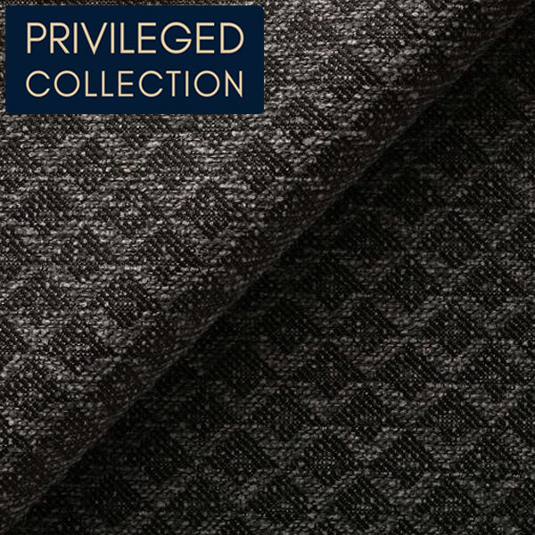 Polo Charcoal Woven Geometric Fabric