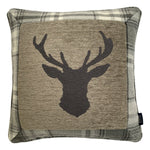 Load image into Gallery viewer, Stag Charcoal Grey Tartan Cushion
