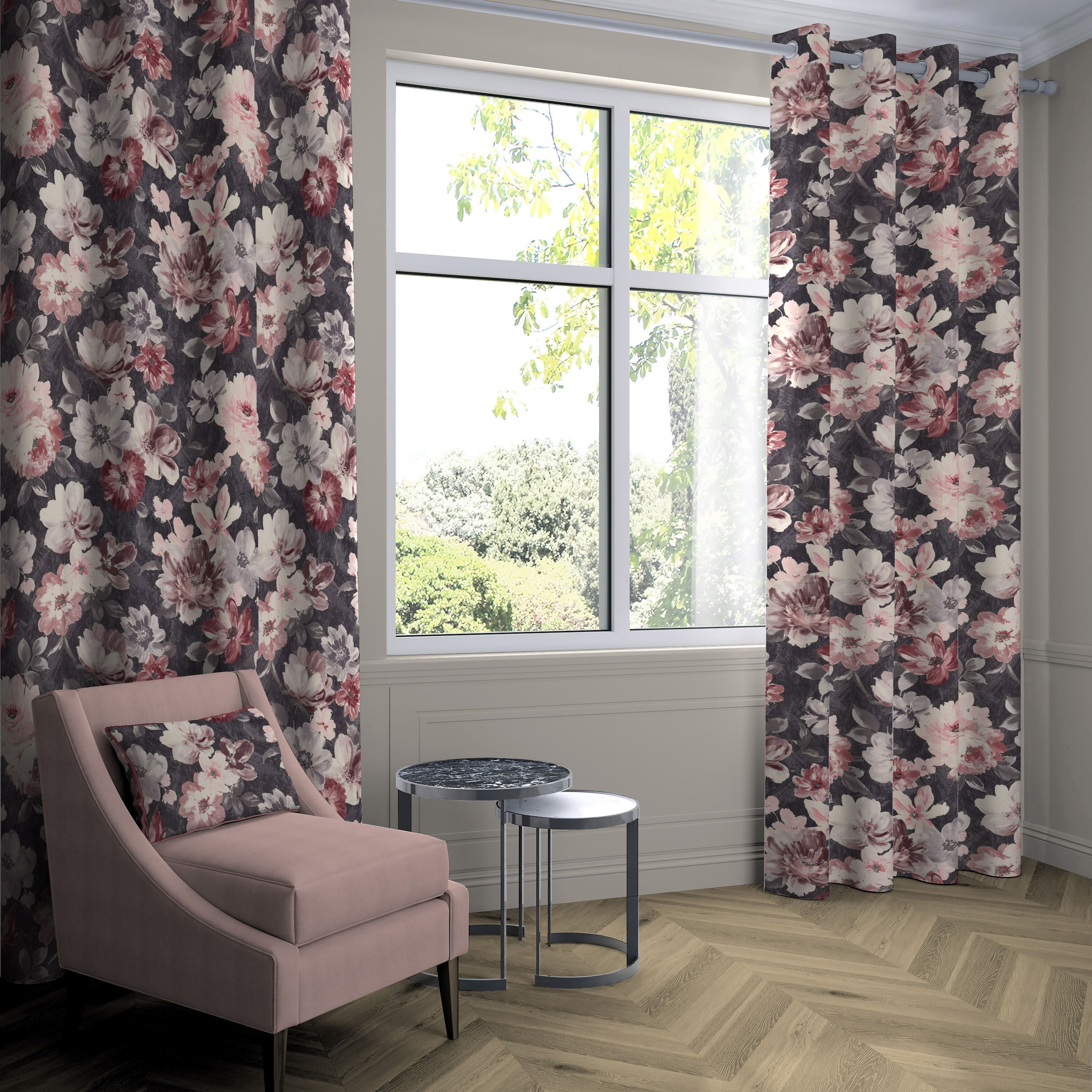 Camilla Grey, Pink and Purple Curtains