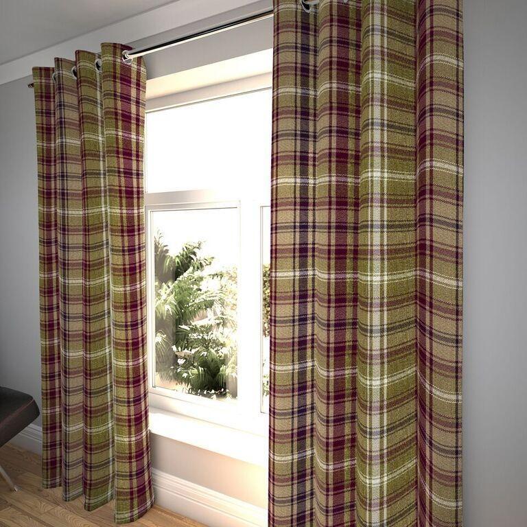 Angus Purple + Green Tartan Curtains