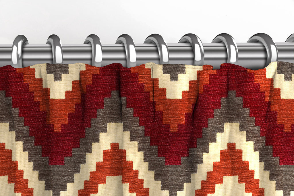 Navajo Red + Burnt Orange Striped Curtains