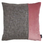 Load image into Gallery viewer, McAlister Textiles Lewis Velvet Border Tweed Cushion Grey Heather and Pink Cushions and Covers Cover Only 43cm x 43cm 
