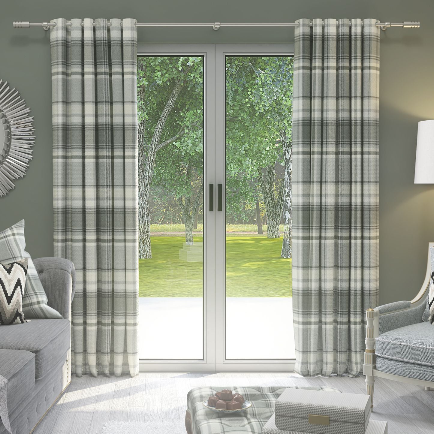 Heritage Charcoal Grey Tartan Curtains