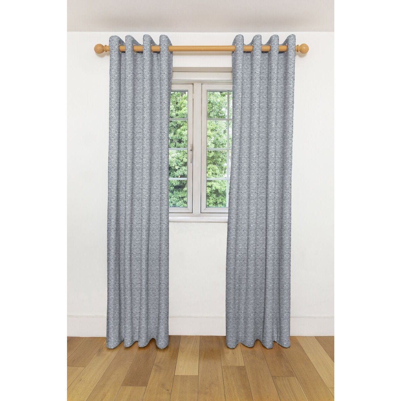 McAlister Textiles Costa Rica Black + White Curtains Tailored Curtains 116cm(w) x 182cm(d) (46" x 72") 