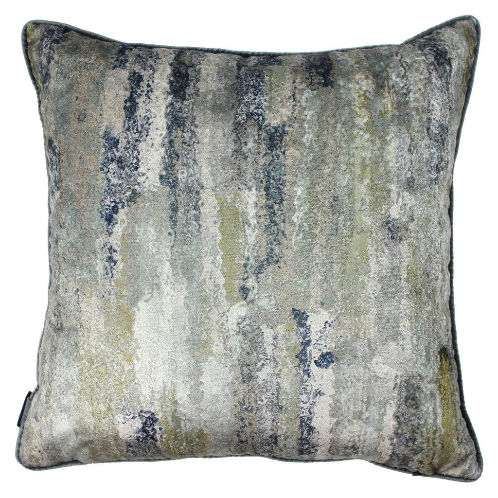 McAlister Textiles Aura Grey Natural Printed Velvet Cushions Cushions and Covers Cover Only 43cm x 43cm 