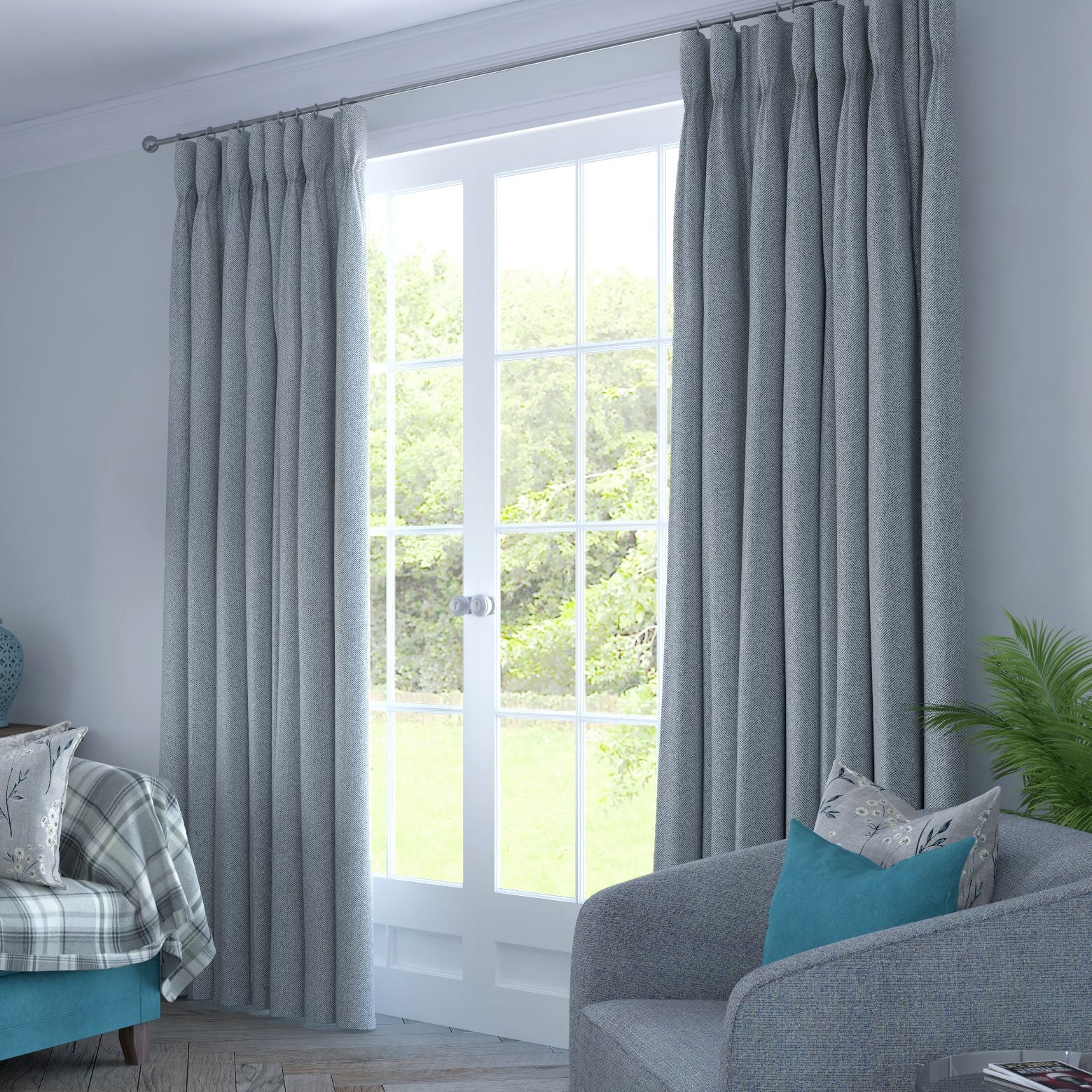 Herringbone Charcoal Grey Curtains