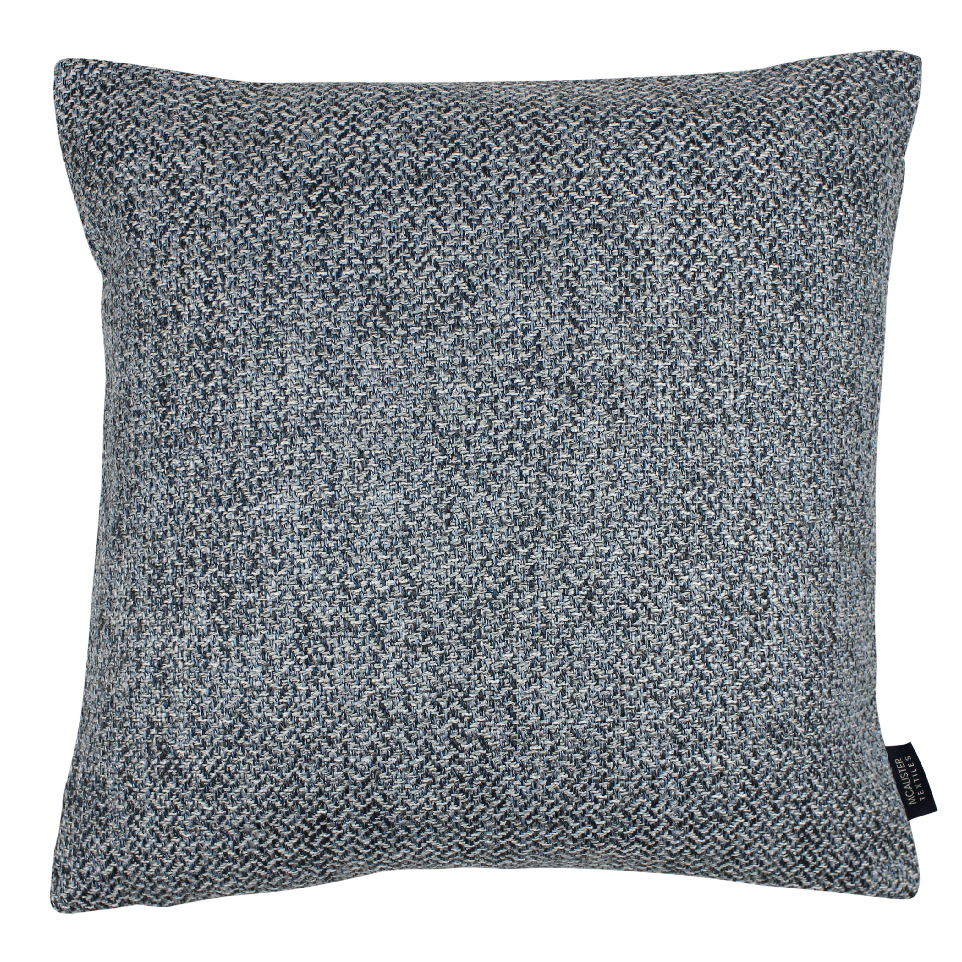 McAlister Textiles Harris Tweed Cushion - Blue & Grey Cushions and Covers Cover Only 43cm x 43cm 