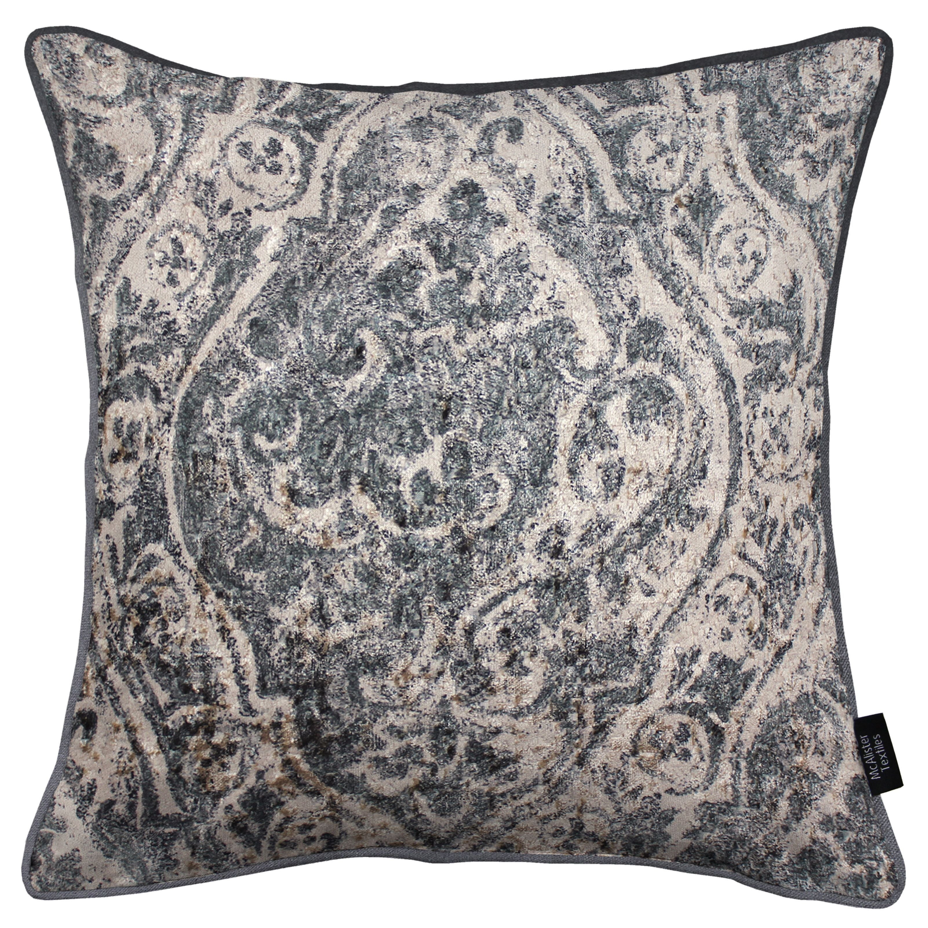 McAlister Textiles Renaissance Charcoal Grey Printed Velvet Cushions Cushions and Covers Cover Only 43cm x 43cm 