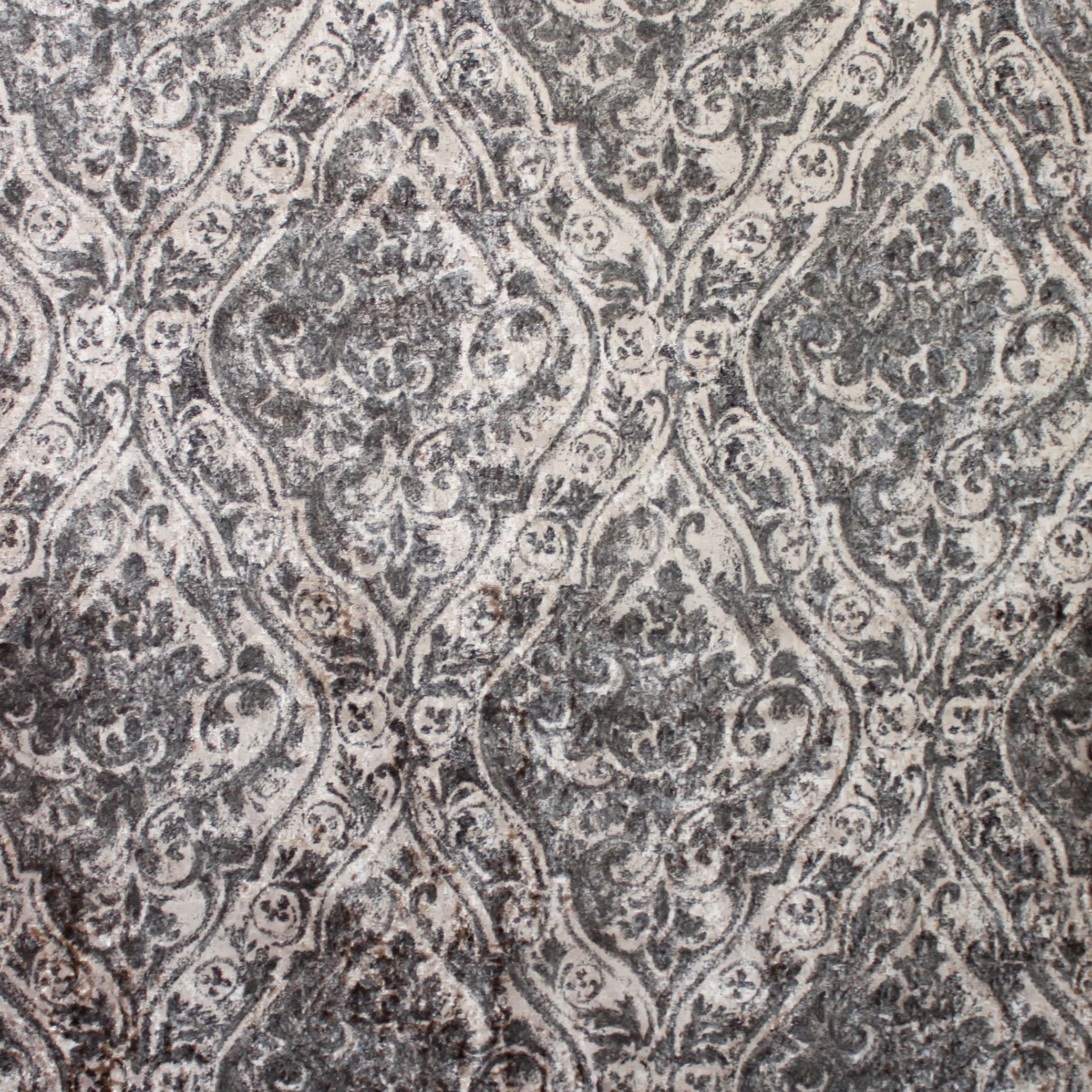McAlister Textiles Renaissance Charcoal Grey Printed Velvet Curtains Tailored Curtains 116cm(w) x 137cm(d) (46" x 54") 