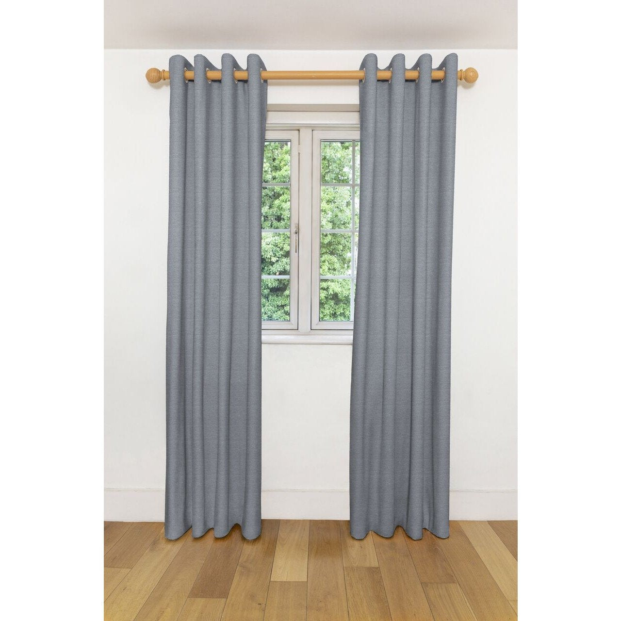 McAlister Textiles Herringbone Twill Black + White Curtains Tailored Curtains 116cm(w) x 182cm(d) (46" x 72") 