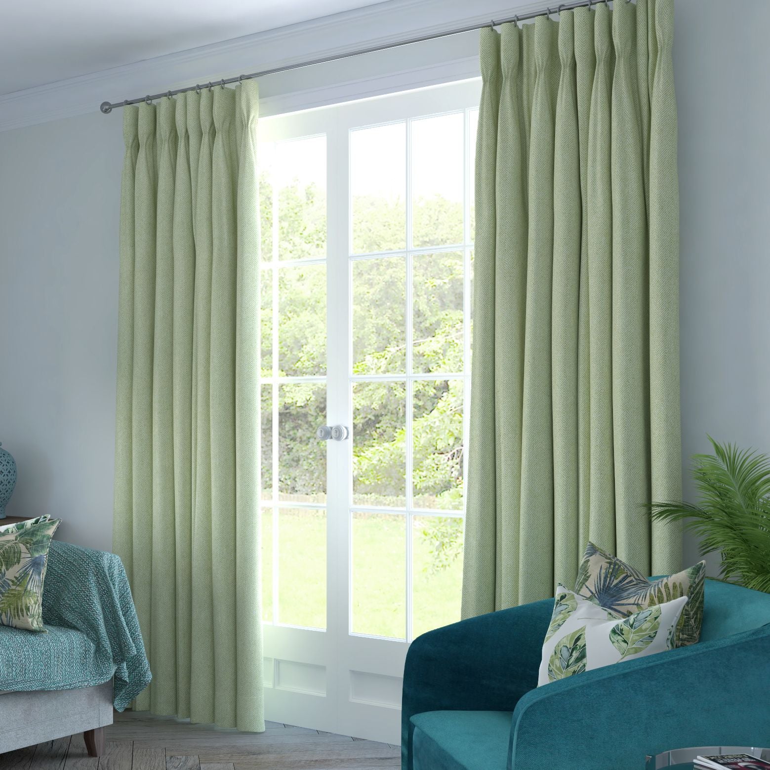 Herringbone Sage Green Curtains