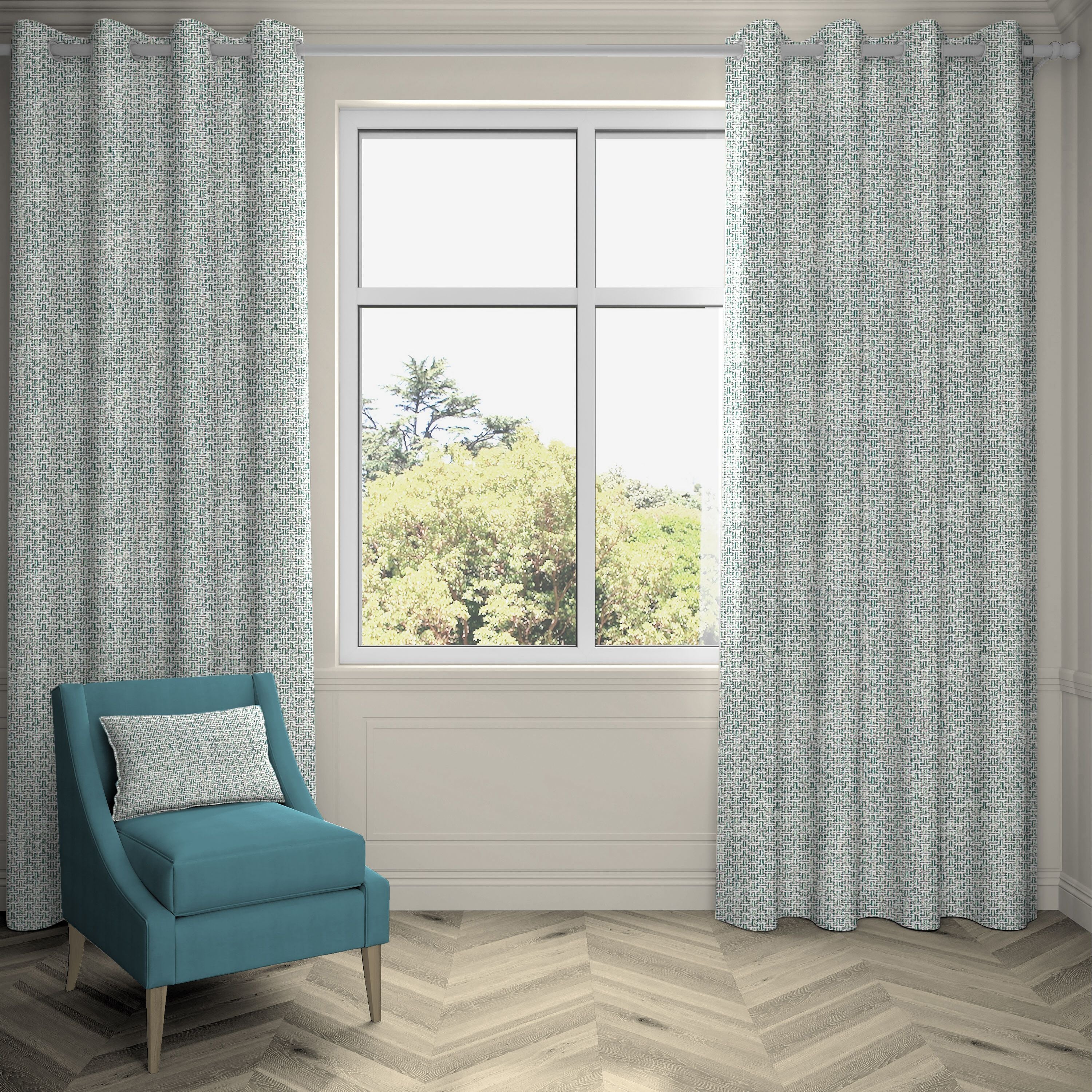 McAlister Textiles Skye Teal Tweed Curtains Tailored Curtains 