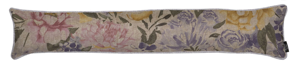 McAlister Textiles Blooma Purple, Pink and Ochre Floral Draught Excluder Draught Excluders 18cm x 80cm 