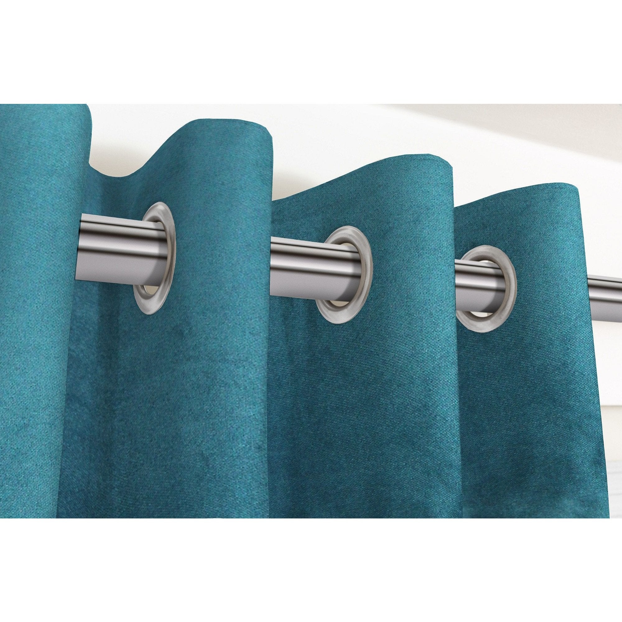 McAlister Textiles Matt Blue Teal Velvet Curtains Tailored Curtains 116cm(w) x 182cm(d) (46" x 72") 