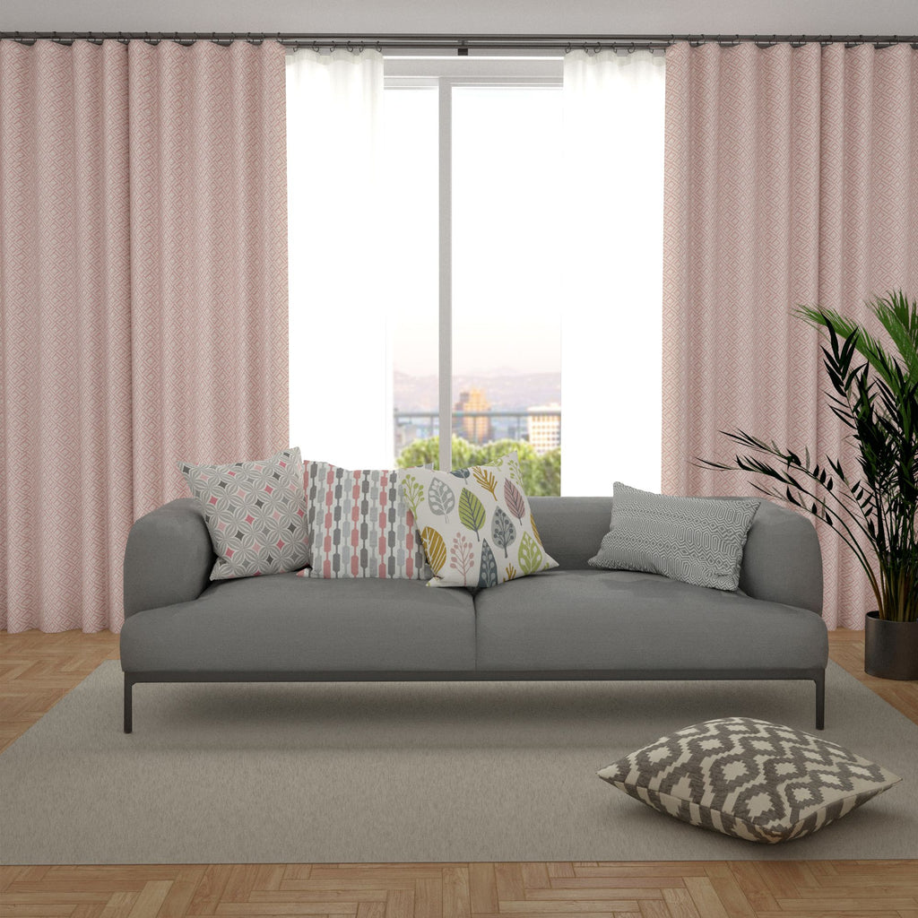 Elva Geometric Blush Pink Curtains