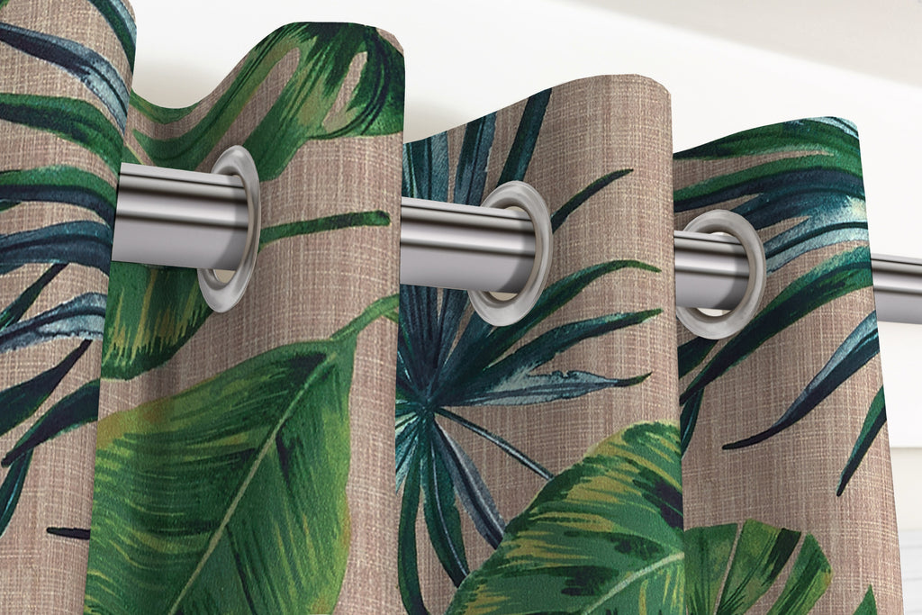 McAlister Textiles Palm Leaf New Printed Velvet Curtains Tailored Curtains 