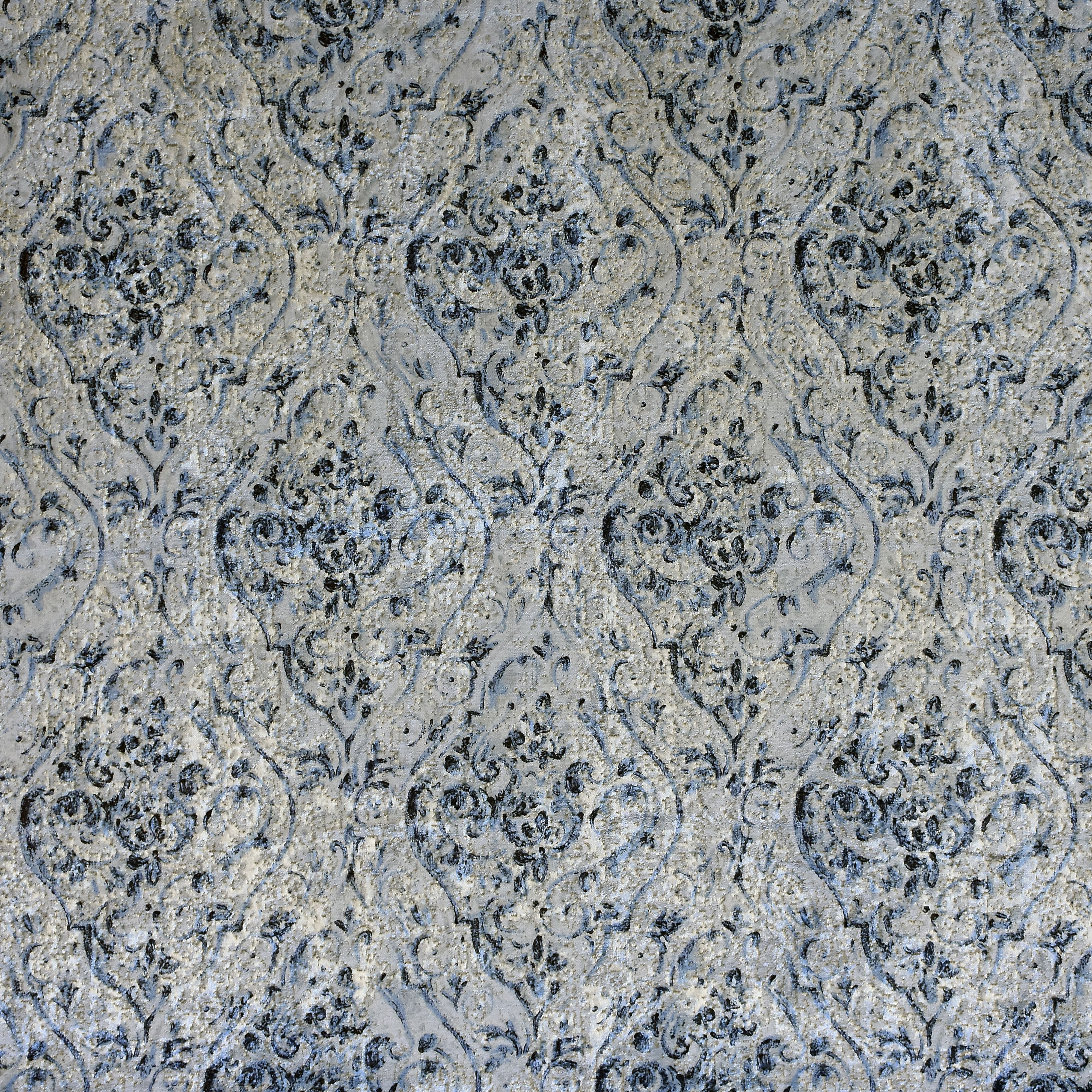 McAlister Textiles Renaissance Navy Blue Printed Velvet Fabric Fabrics 