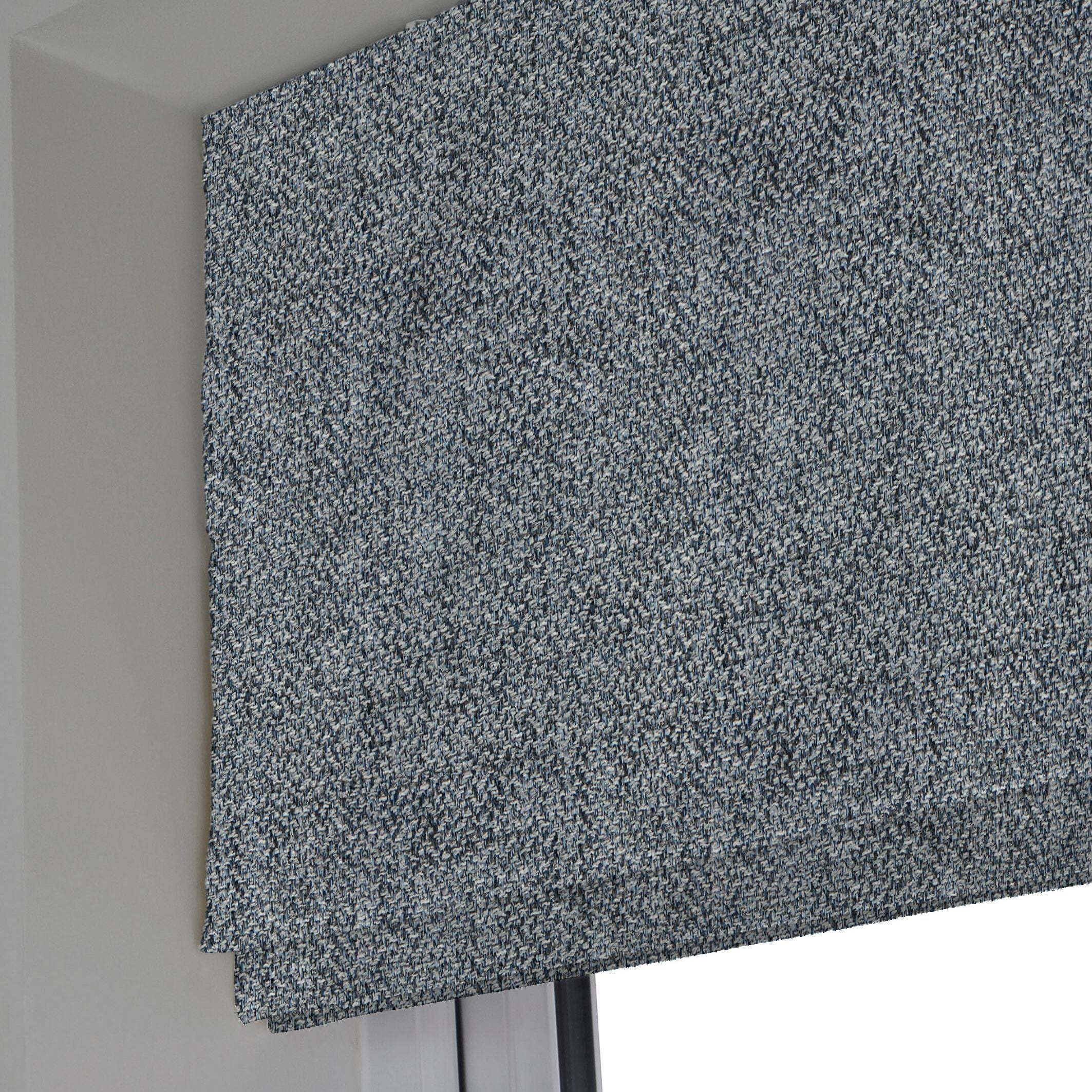McAlister Textiles Harris Charcoal Grey and Blue Tweed Roman Blinds Roman Blinds 