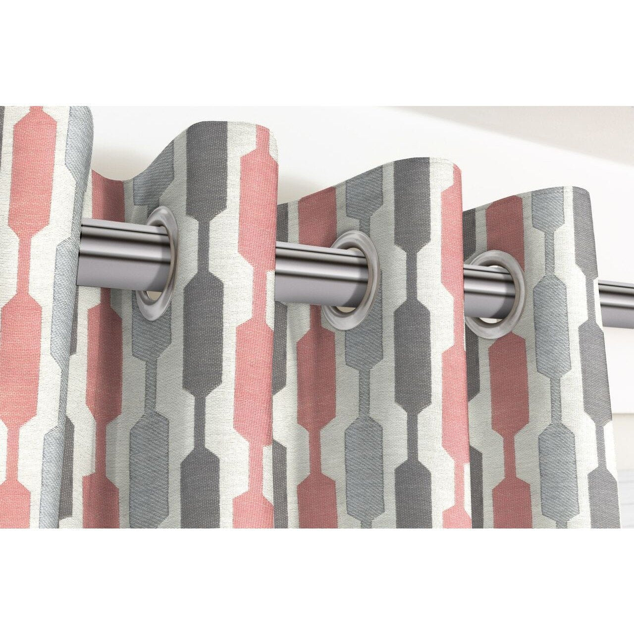 McAlister Textiles Lotta Blush Pink + Grey Curtains Tailored Curtains 