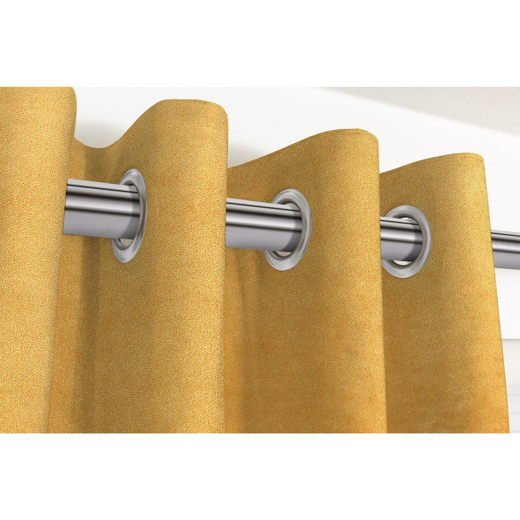 McAlister Textiles Matt Ochre Yellow Velvet Curtains Tailored Curtains 116cm(w) x 182cm(d) (46" x 72") 