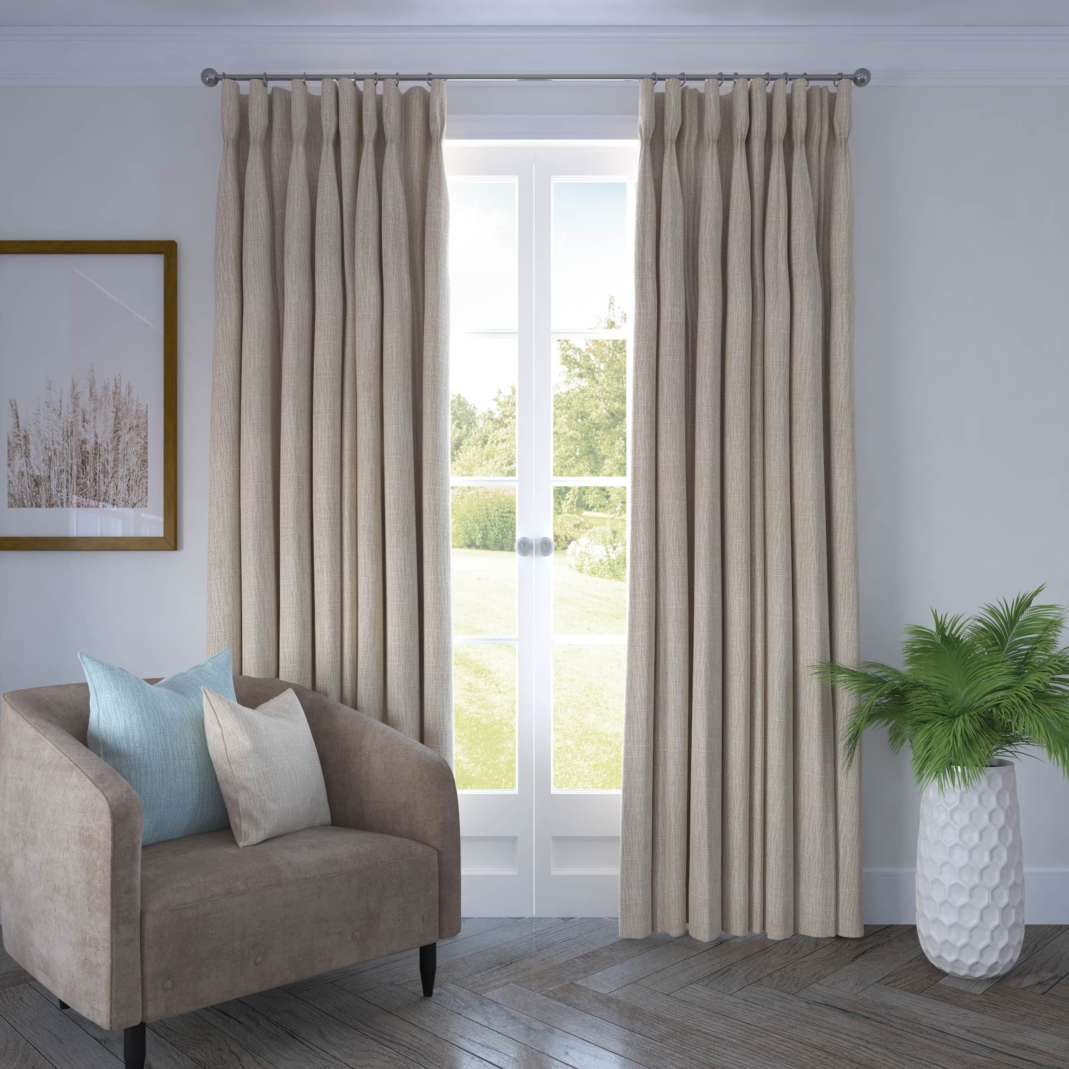 Linea Taupe Textured Curtains