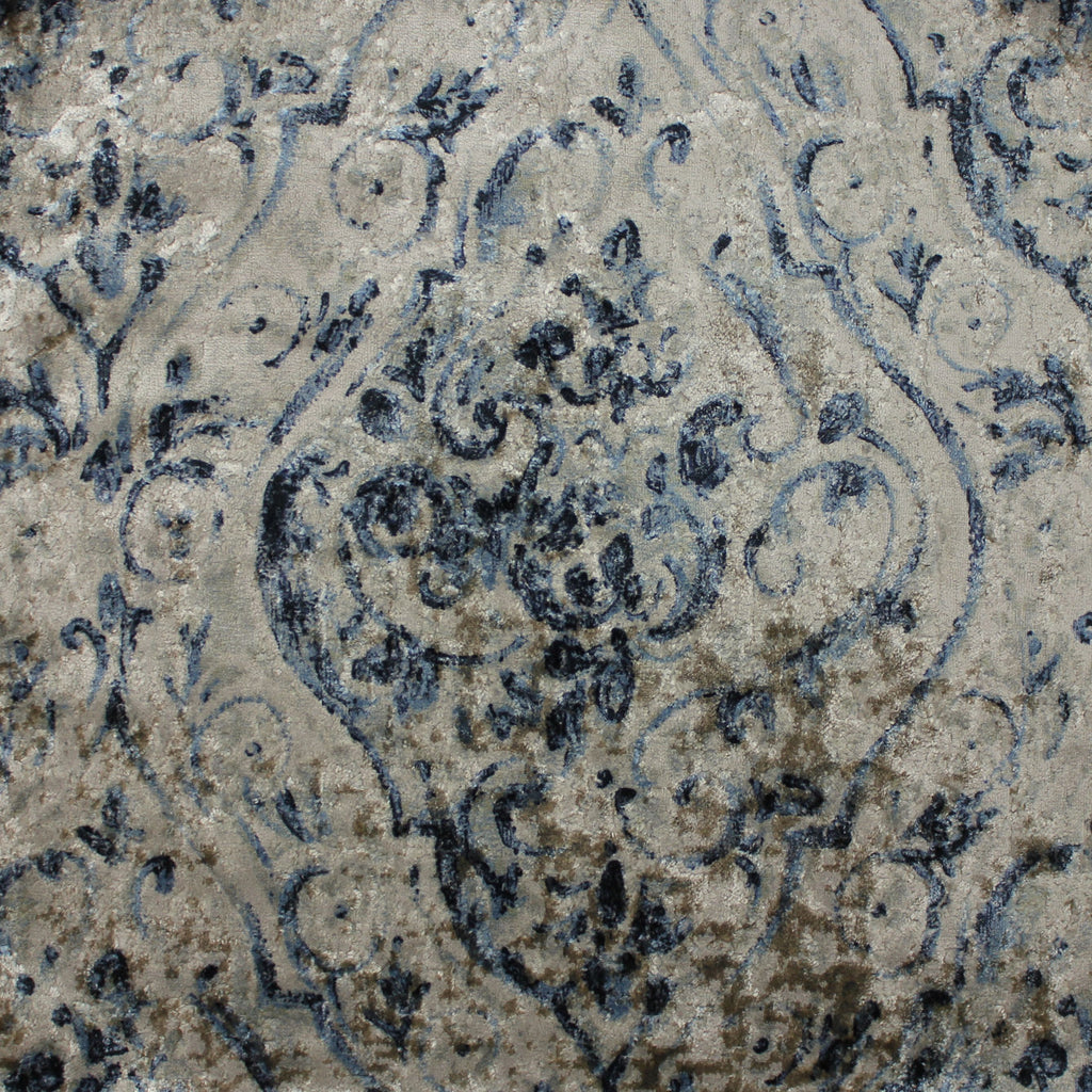 McAlister Textiles Renaissance Navy Blue Printed Velvet Fabric Fabrics 