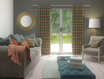 Load image into Gallery viewer, Curitiba Aztec Orange + Teal Curtains
