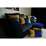 Load image into Gallery viewer, McAlister Textiles Straight Patchwork Velvet Navy, Yellow + Grey Cushion Cushions and Covers 

