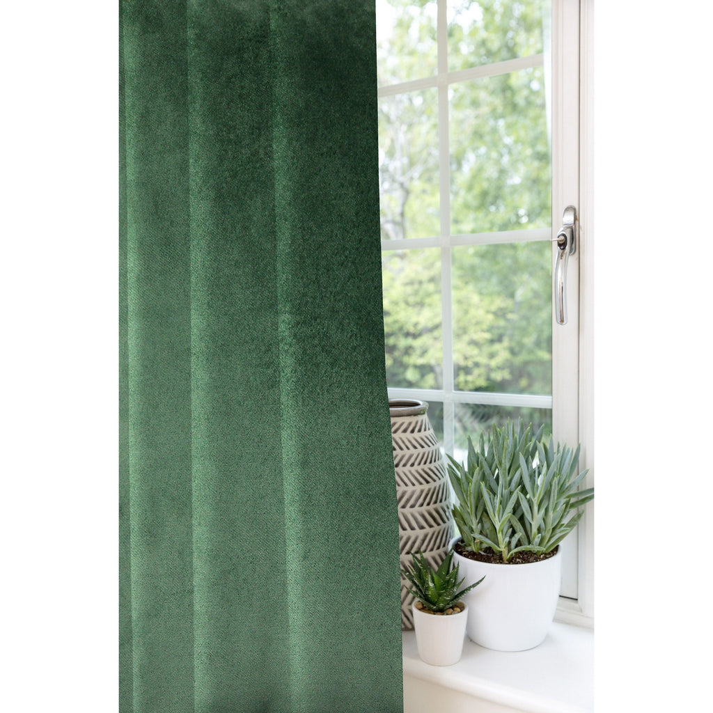 McAlister Textiles Matt Moss Green Velvet Curtains Tailored Curtains 