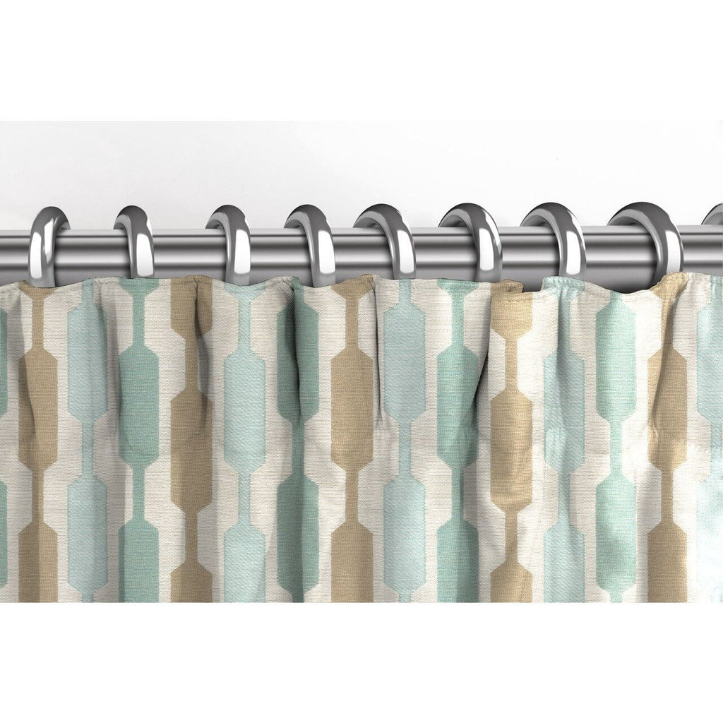 McAlister Textiles Lotta Duck Egg Blue + Beige Curtains Tailored Curtains 