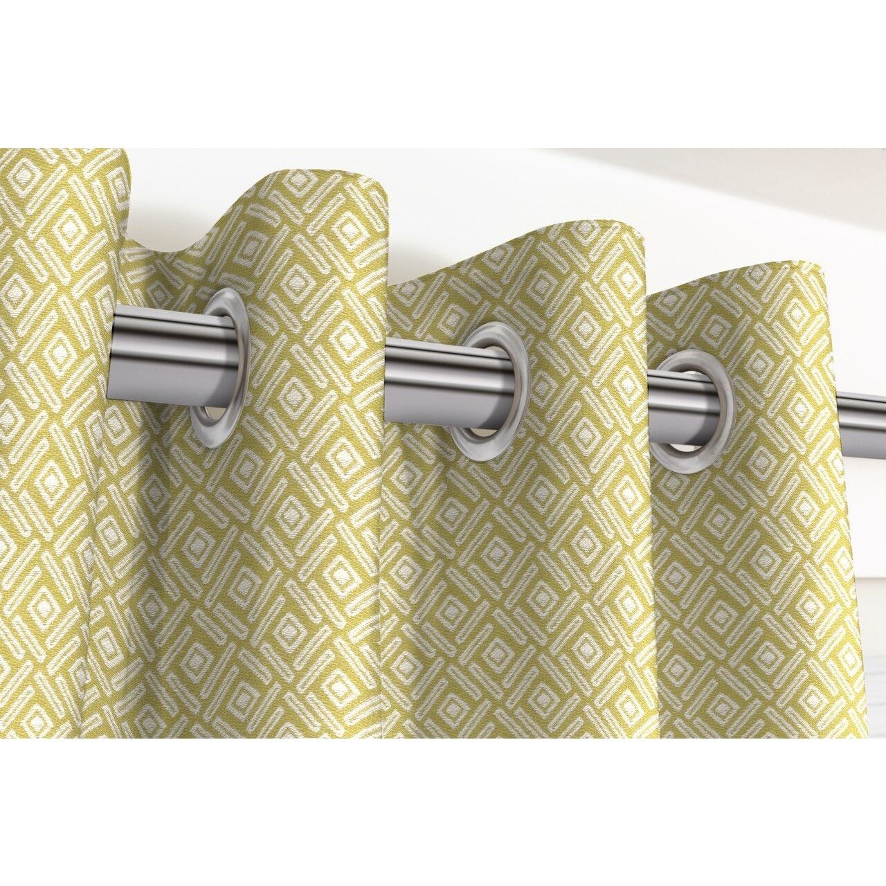 McAlister Textiles Elva Geometric Ochre Yellow Curtains Tailored Curtains 