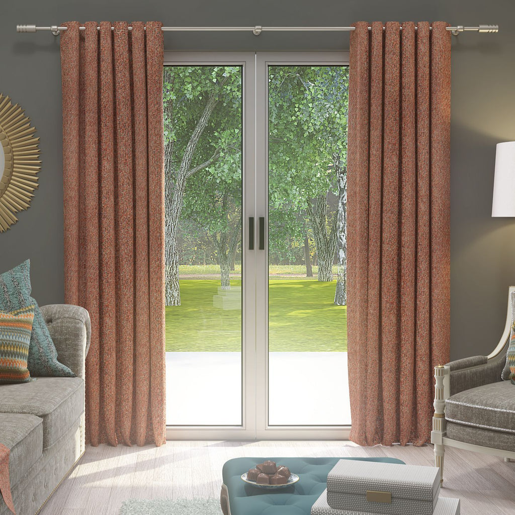 Highlands Textured Plain Terracotta Curtains