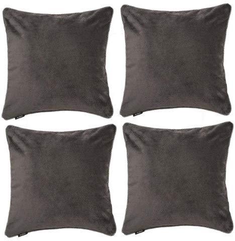 McAlister Textiles Matt Charcoal Grey Velvet 43cm x 43cm Cushion Sets Cushions and Covers Cushion Covers Set of 4 