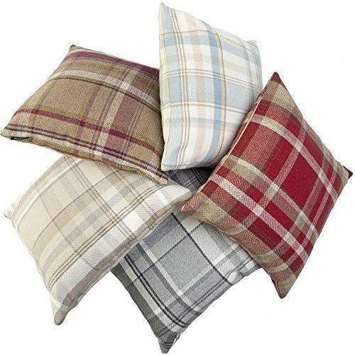 McAlister Textiles Heritage Red + White Tartan 43cm x 43cm Cushion Sets Cushions and Covers 