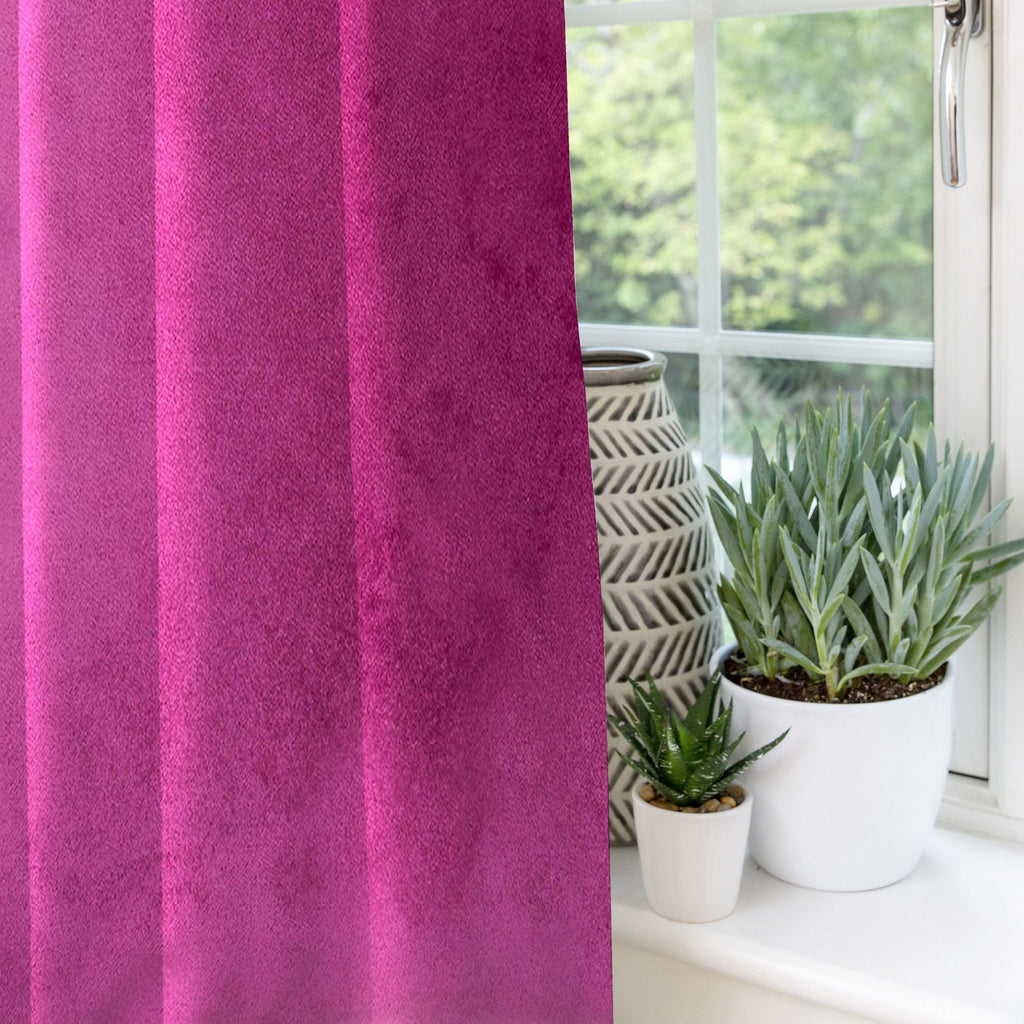 McAlister Textiles Matt Fuchsia Pink Velvet Curtains Tailored Curtains 